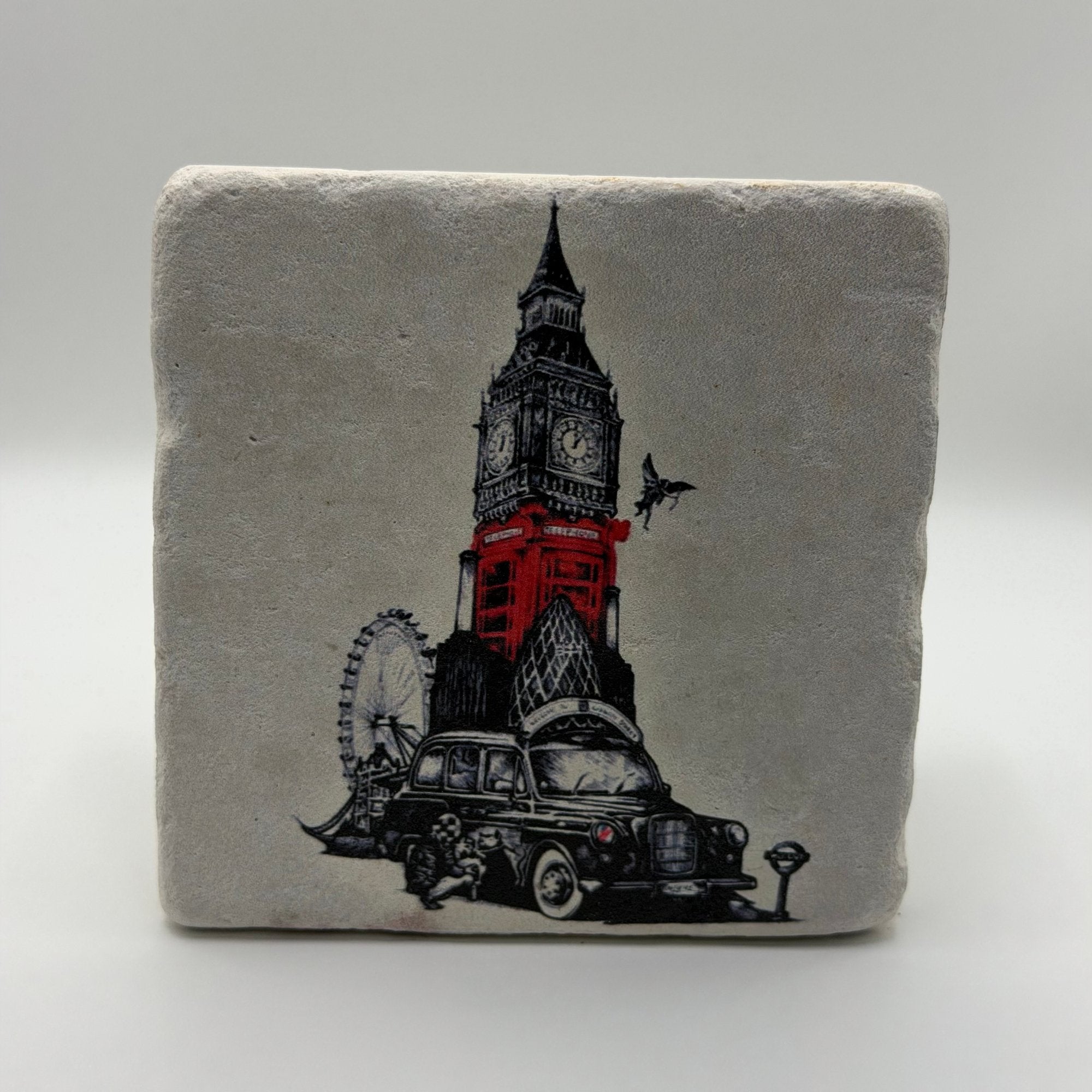 London Iconic Landmarks Coaster - Black Cab Big Ben Stone Coaster