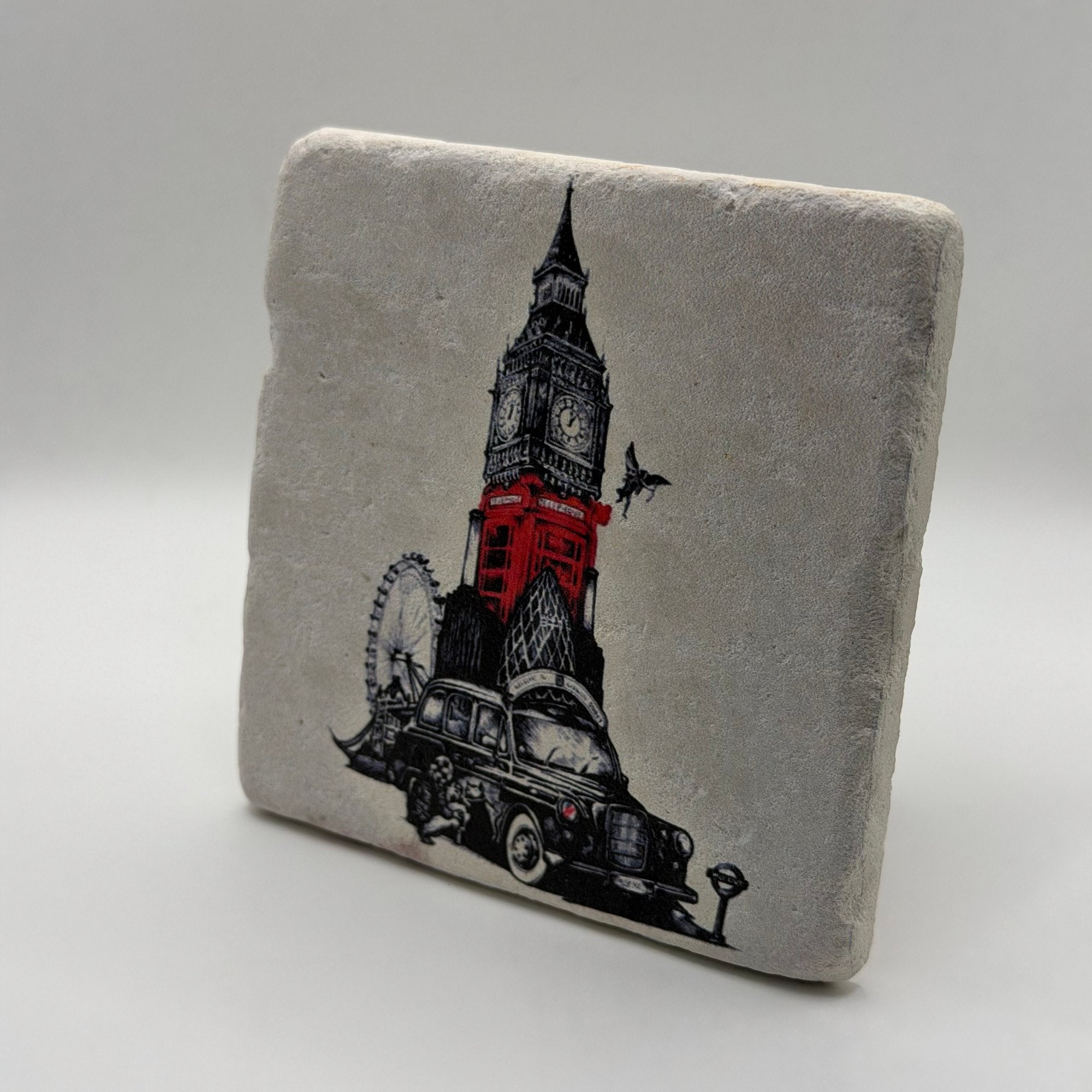 London Iconic Landmarks Coaster - Black Cab Big Ben Stone Coaster