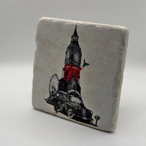 London Iconic Landmarks Coaster - Black Cab Big Ben Stone Coaster