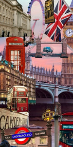 London landmarks aesthetic collage design displayed as a decorative MDF wall sign