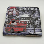 Piccadilly street sign artwork printed on square travertine stone coaster