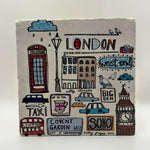 London Rain Natural Travertine Stone Hotpad artwork