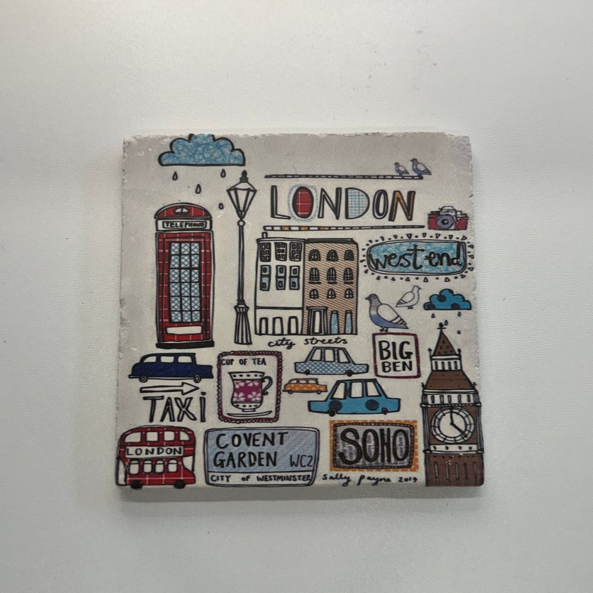 London Rain Natural Travertine Stone Hotpad artwork