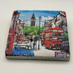 London street map printed on square travertine stone coaster