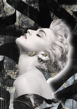 Madonna Black and White artwork printed on MDF wall poster