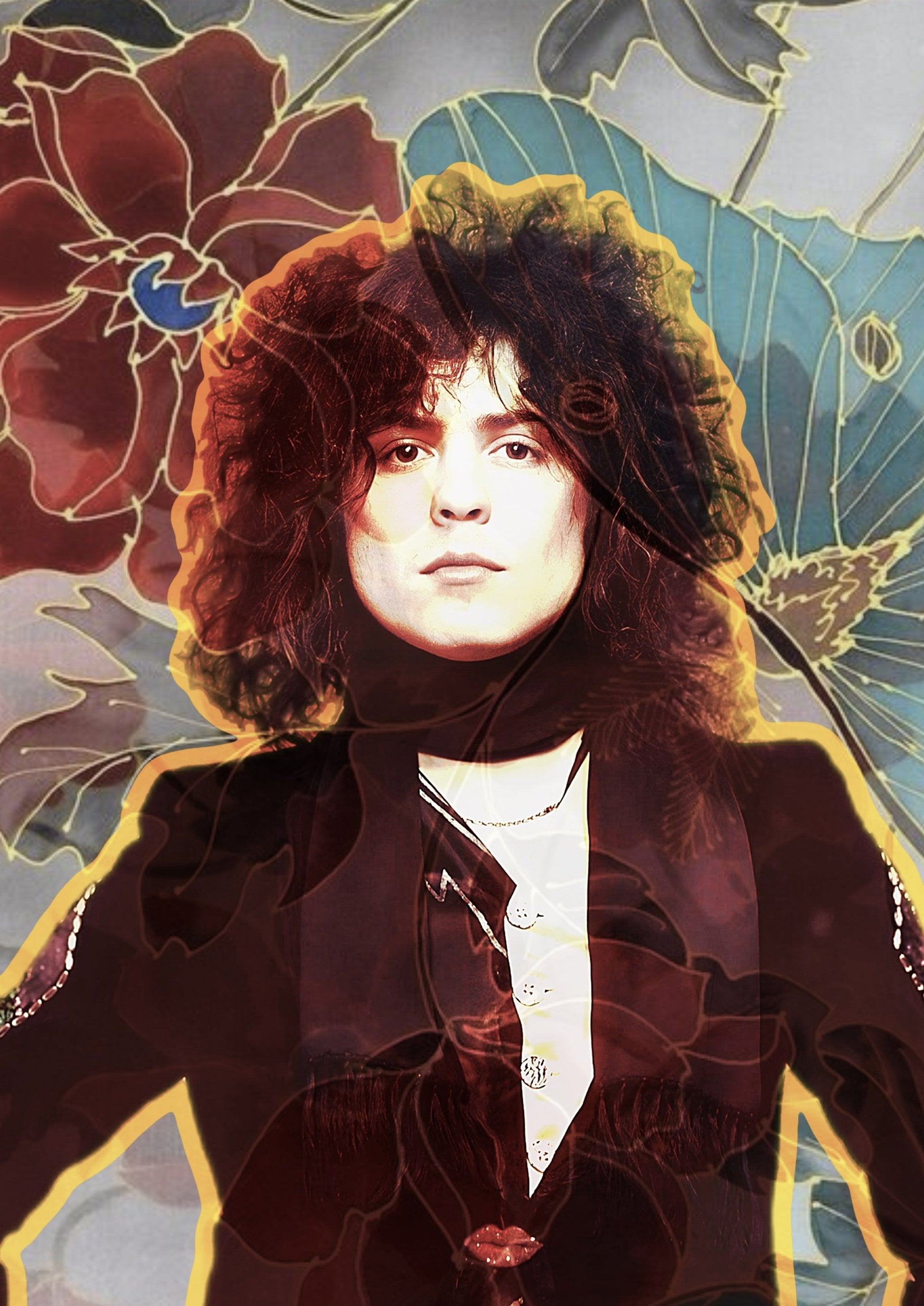 Marc Bolan and T. Rex artwork printed on MDF wall poster