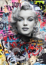 Marilyn Monroe artwork printed on MDF wall poster with a graffiti design