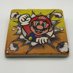 Super Mario Bros. artwork printed on square travertine stone coaster