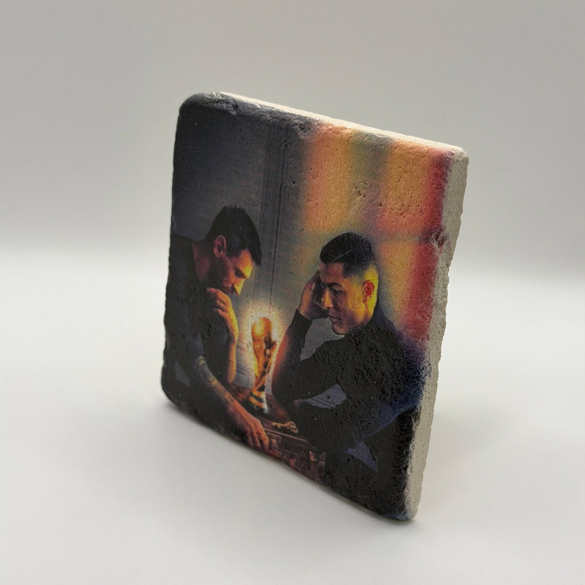 Messi vs Ronaldo Stone Coaster | Football Fandom Decor
