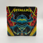 Metallica artwork printed on square travertine stone coaster