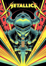 Metallica Neon artwork printed on MDF wall poster