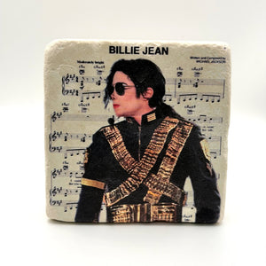 Michael Jackson artwork printed on square travertine stone coaster
