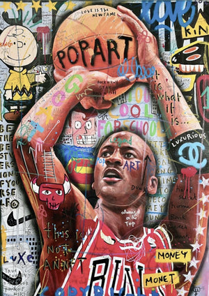 Michael Jordan pop art artwork printed on MDF wall poster