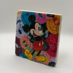 Mickey Mouse artwork printed on square travertine stone coaster