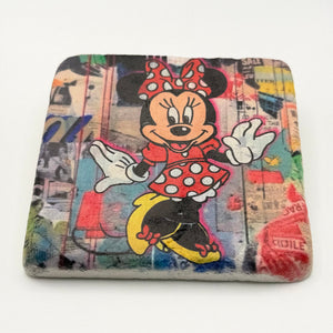 Minnie Mouse Finger Pop Art Stone Coaster