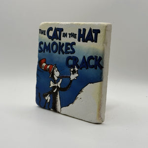 Mister Smokes Too Much Weed Natural Travertine Stone Coaster artwork