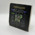Classic mojito artwork printed on square travertine stone coaster