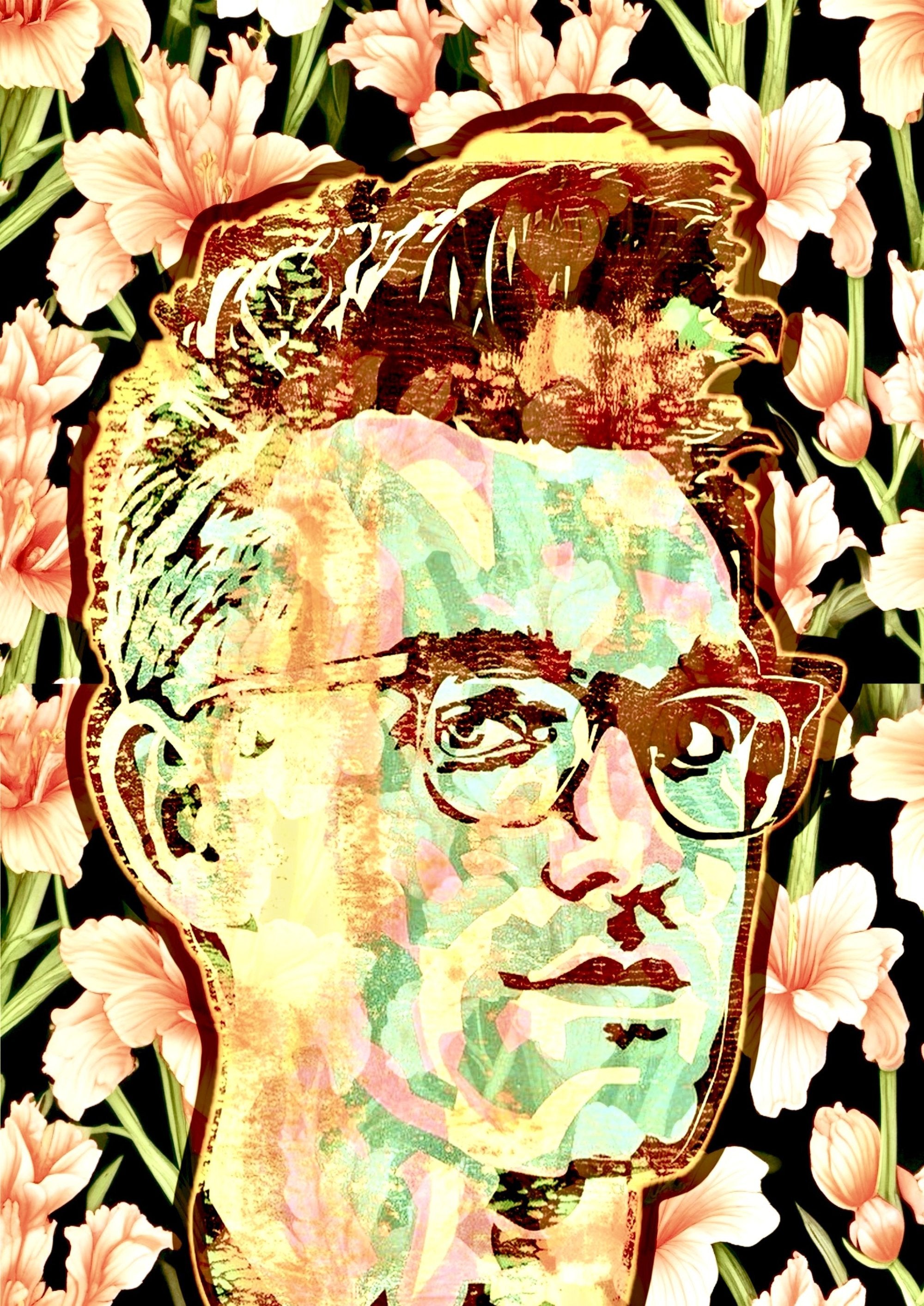 Morrissey floral artwork printed on MDF wall poster