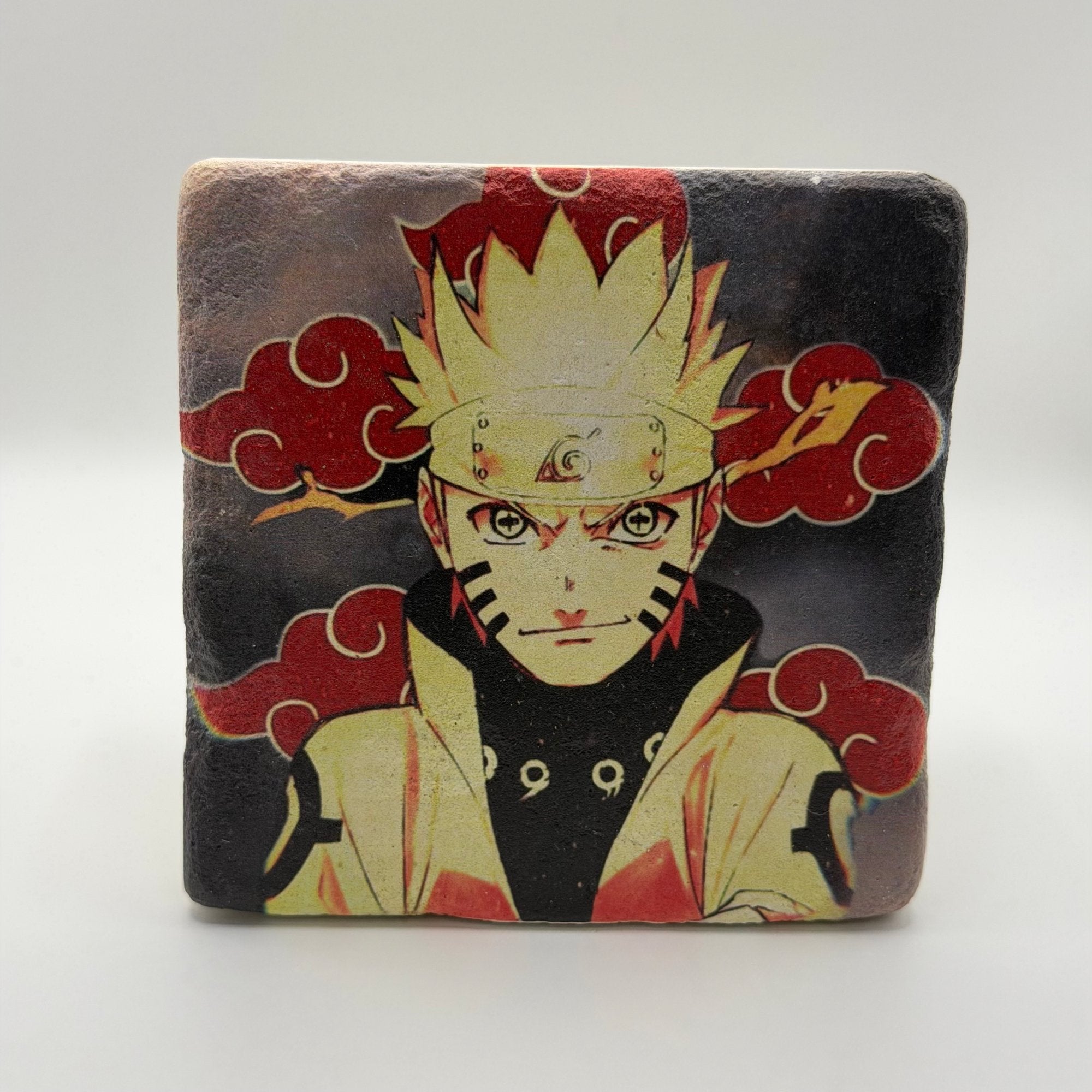 Naruto Shippuden artwork printed on square travertine stone coaster
