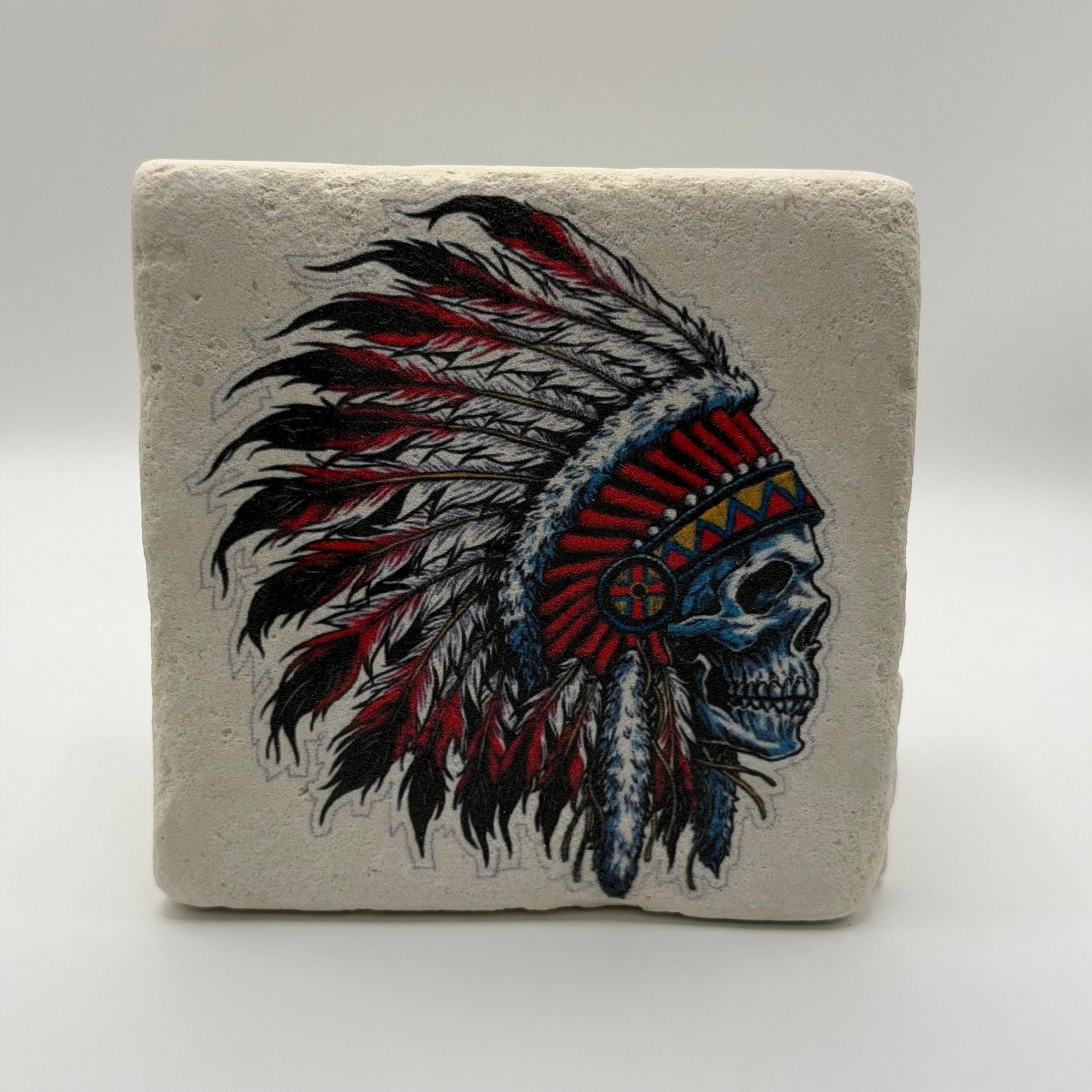 Native American Skull Stone Coaster