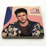 Niall Horan artwork printed on square travertine stone coaster