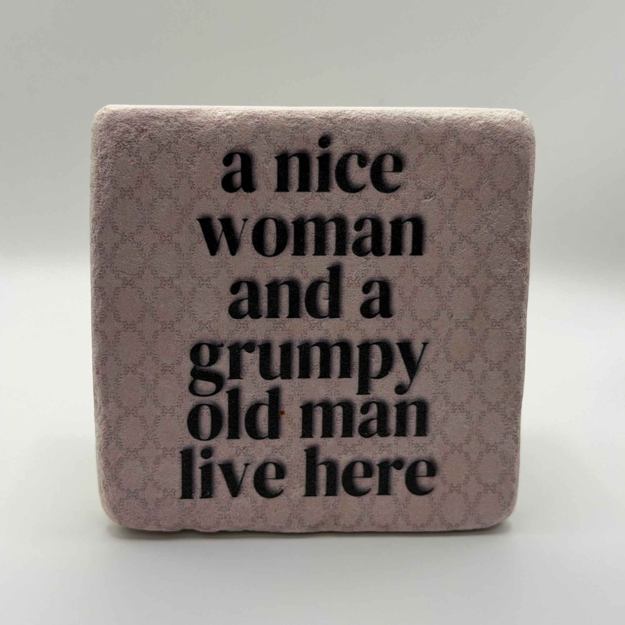 Funny slogan printed on square natural travertine stone coaster