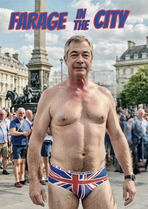 Nigel Farage artwork printed on MDF wall poster featuring the quote 'In the city union'