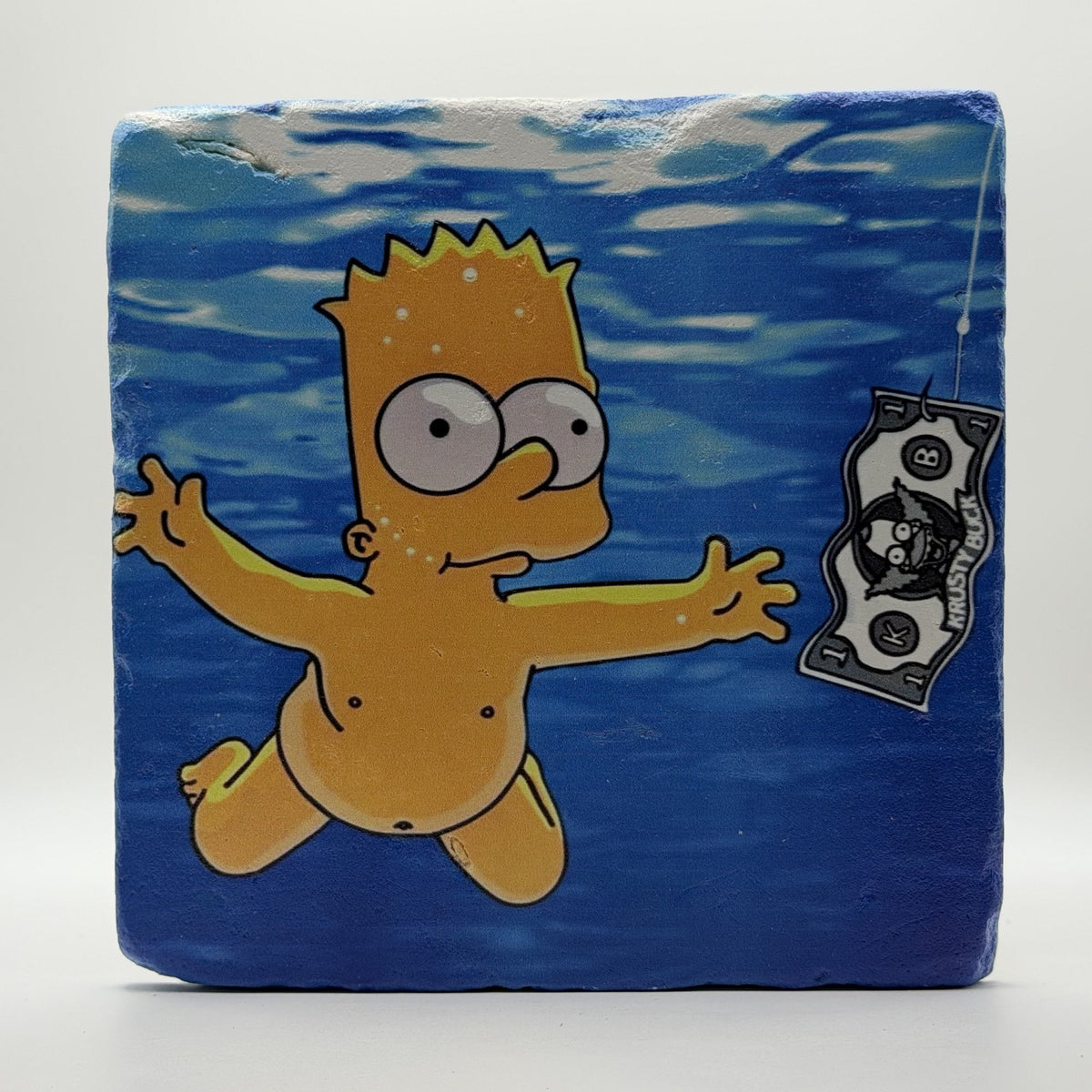 Nirvana Nevermind Bart Simpsons Natural Travertine Stone Hotpad 1