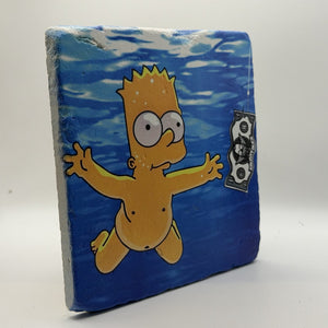 Nirvana Nevermind Bart Simpsons Natural Travertine Stone Hotpad 3