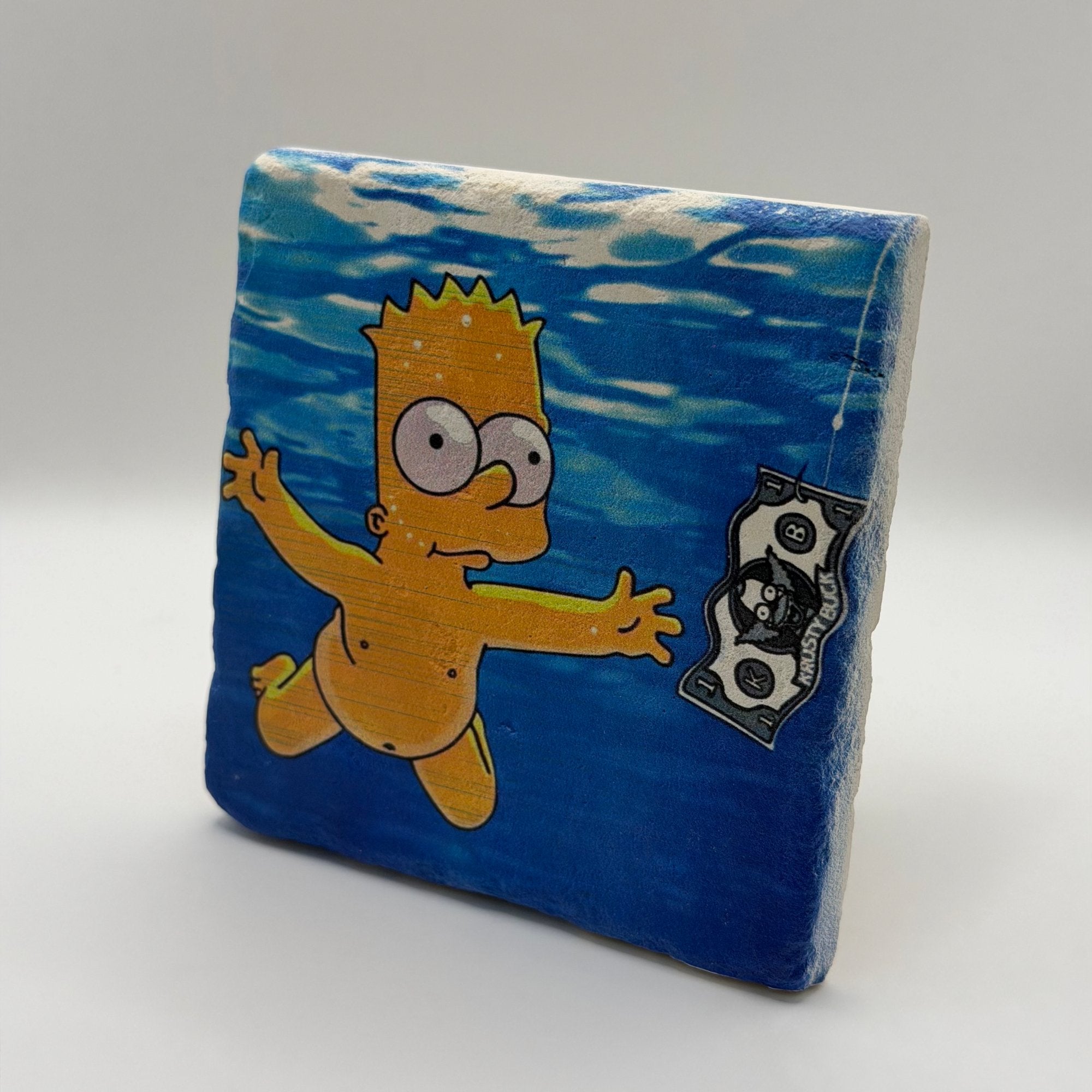 Nirvana Nevermind artwork printed on square travertine stone coaster