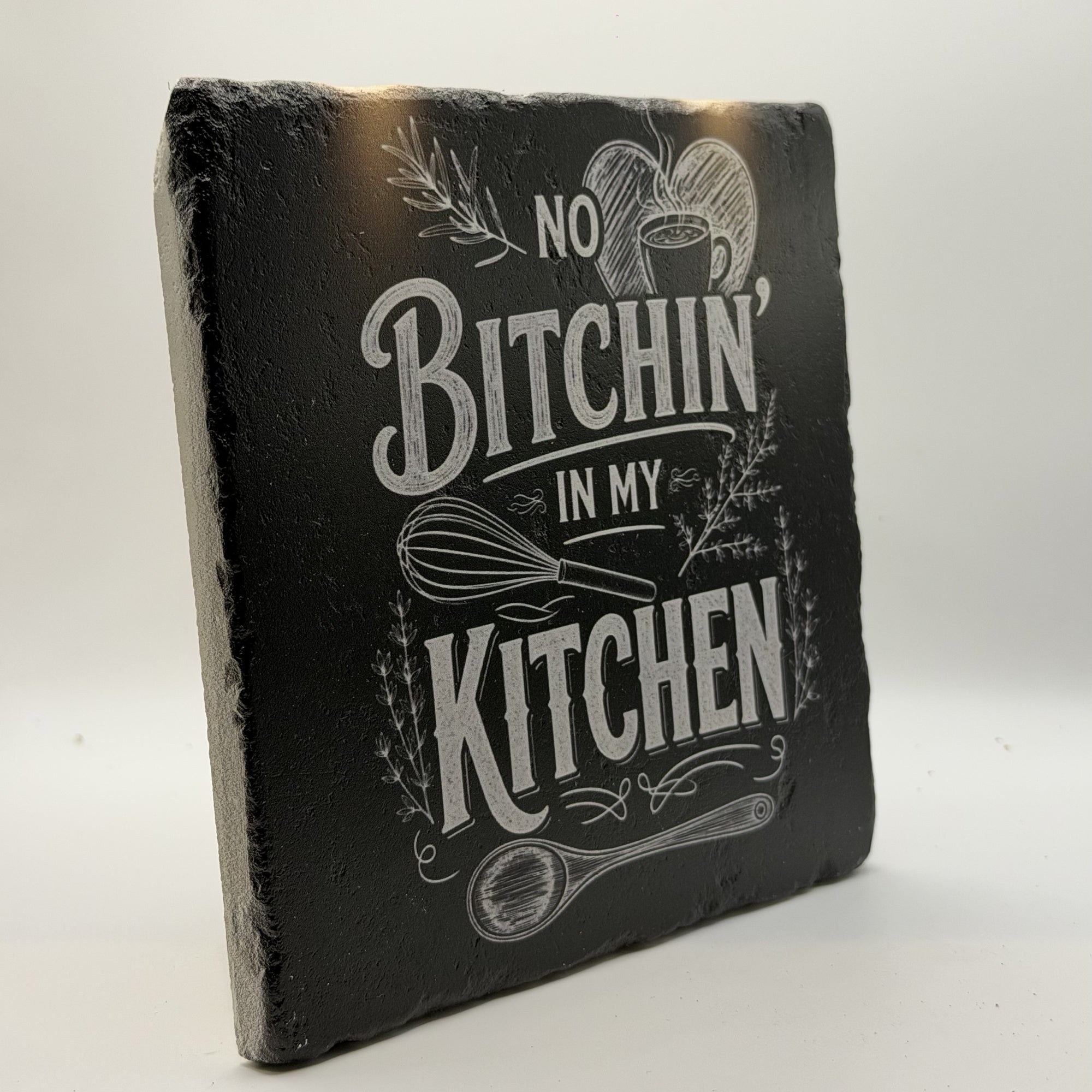 No Bitchin in my Kitchen Natural Travertine Stone Hotpad 2