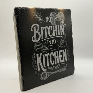 No Bitchin in my Kitchen Natural Travertine Stone Hotpad 2