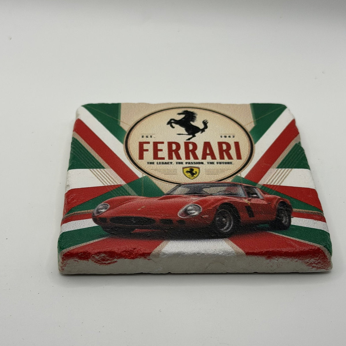 Nostalgic Italian Ferrari 250Gt Natural Travertine Stone Coaster 1
