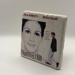 Notting Hill movie artwork printed on square travertine stone coaster