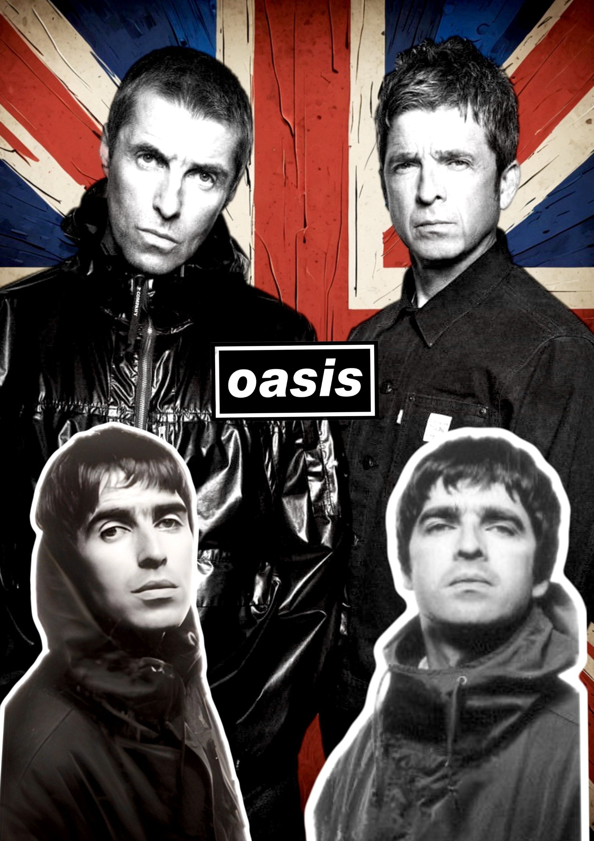 Oasis Union Jack artwork printed on MDF wall poster