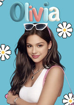 Olivia Rodrigo blue artwork printed on MDF wall poster