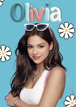 Olivia Rodrigo blue artwork printed on MDF wall poster