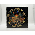 On a Dark Desert Highway Cool Wind in my Hair Natural Travertine Stone Hotpad 1