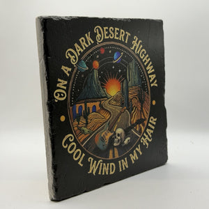 On a Dark Desert Highway Cool Wind in my Hair Natural Travertine Stone Hotpad 3