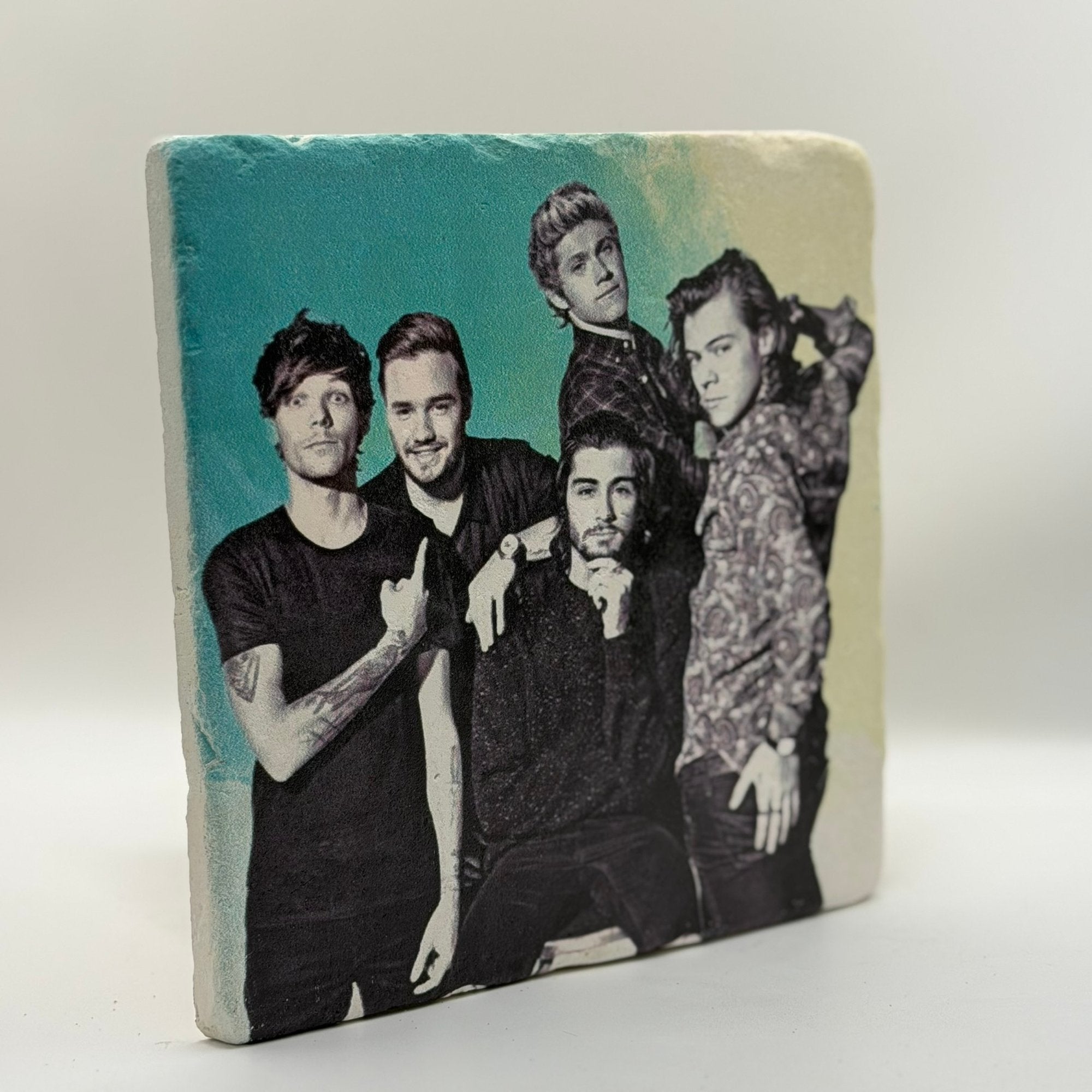 One Direction Green Natural Travertine Stone Hotpad artwork