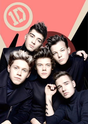 One Direction Pink Group artwork printed on MDF wall poster
