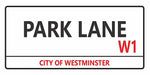 Park Lane London street sign design displayed as wall decor