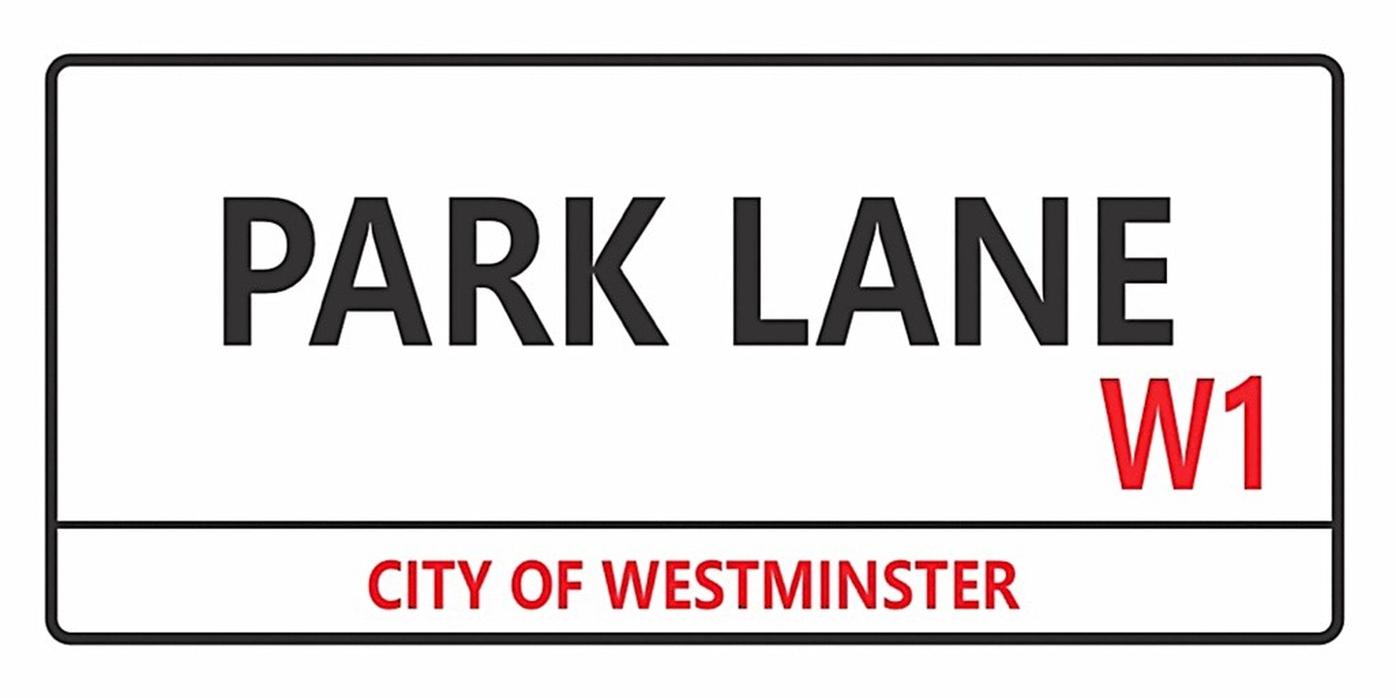 Park Lane London street sign design displayed as wall decor