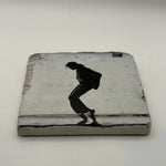 Person Skateboarding Natural Travertine Stone Coaster artwork