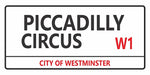 Piccadilly Circus London street sign design displayed as a decorative wall sign