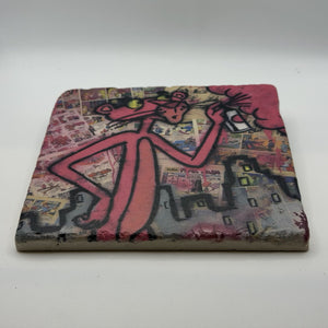 Pink Panther Spray Natural Travertine Stone Hotpad 2