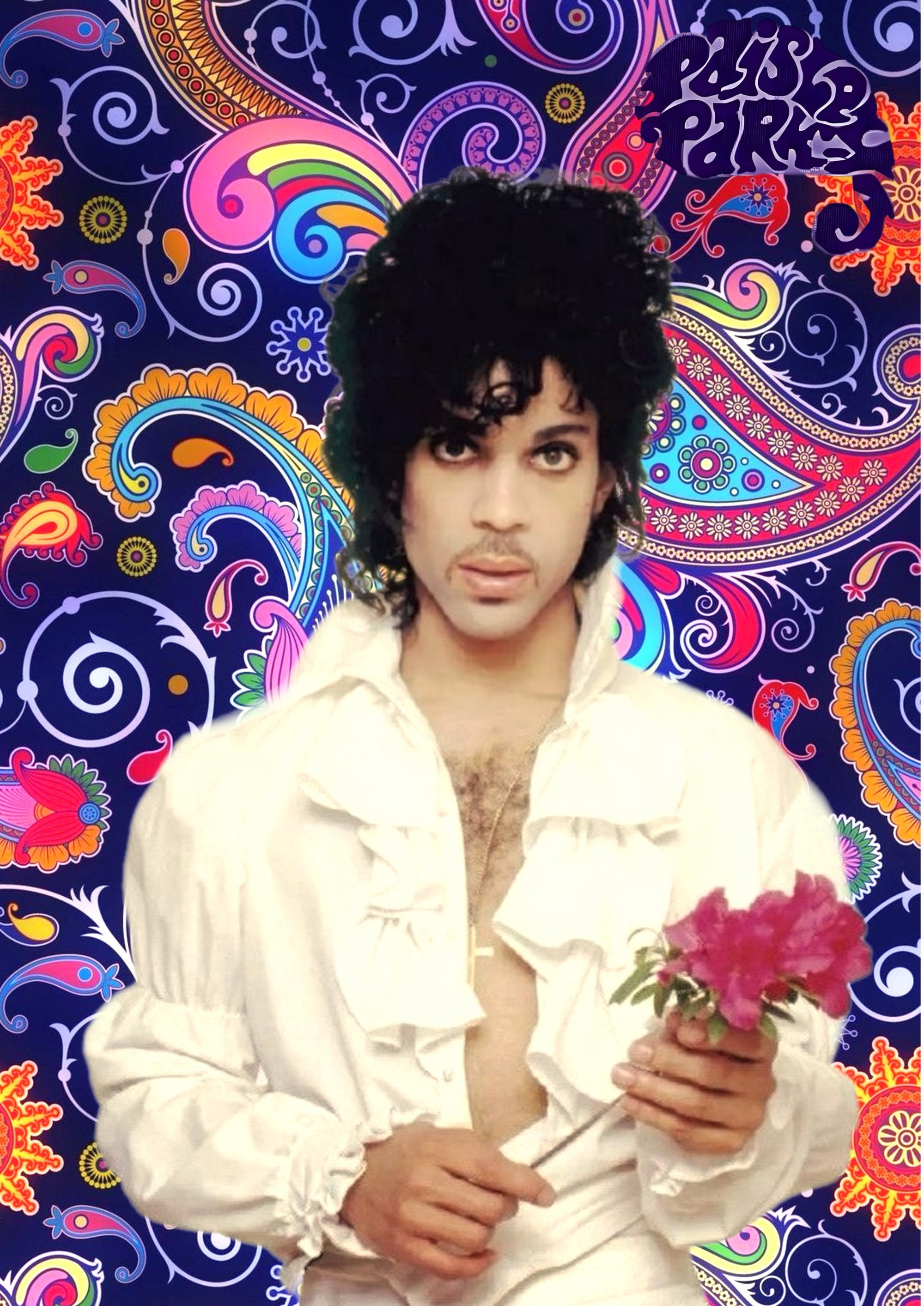 Prince's psychedelic artwork printed on MDF wall poster