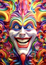 Psychedelic Joker artwork printed on MDF wall poster