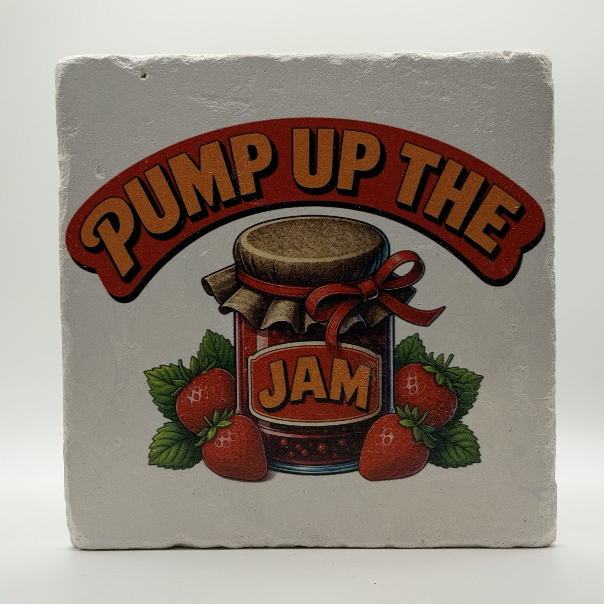 Pump Up The Jam Natural Travertine Stone Hotpad 1