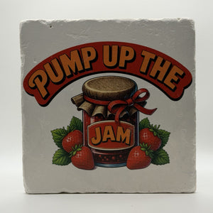 Pump Up The Jam Natural Travertine Stone Hotpad 1